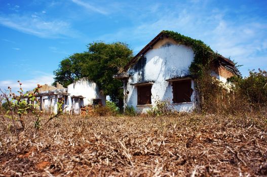 in Vietnam,  resort projects sprout up, so people have to be relocated to other places, but these projects were not implemented and  houses deserted by this year to other years, creating a space is very scary ghost, so i call it's house desert under blue sky in ghost town