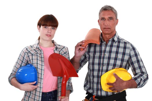 Roofer and his female helper