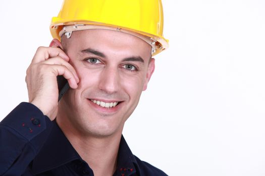 Worker with a cellphone