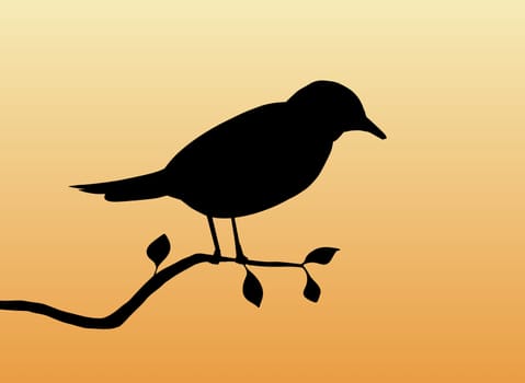 Illustration of a bird on a branch