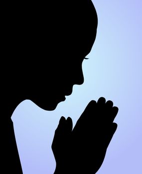 Illustration of a girl praying or meditating