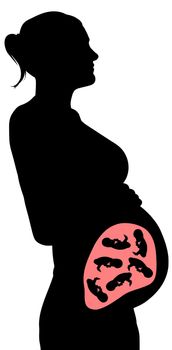 Illustration of a woman pregnant with six babies