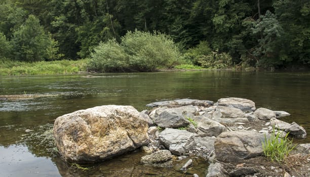 rocks in the river semois in belgium ardennes