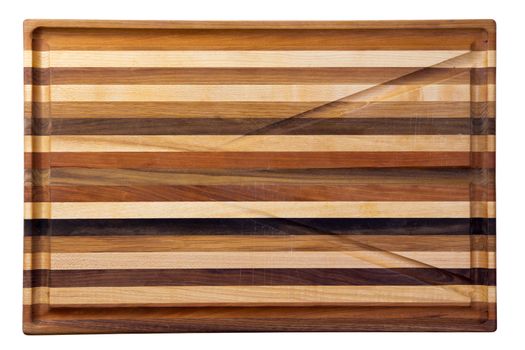 Multicolor wooden cutting board with grooves for water collection