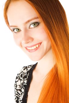 portrait of the girl with long red hair