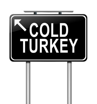Illustration depicting a sign with a cold turkey concept.