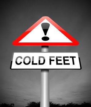 Illustration depicting a sign with a cold feet concept.