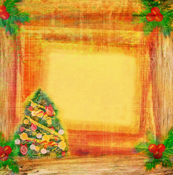 christmas tree with abstract holly berry decoration