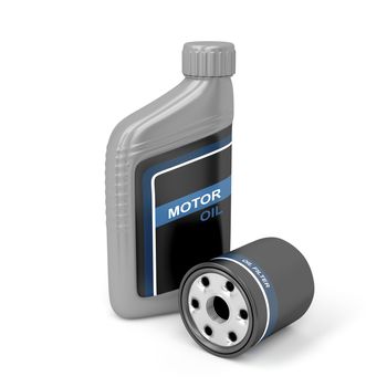 Motor oil bottle and oil filter