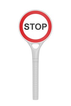 Plastic stop sign isolated on white background