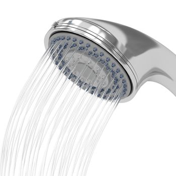 Shower head with flowing water