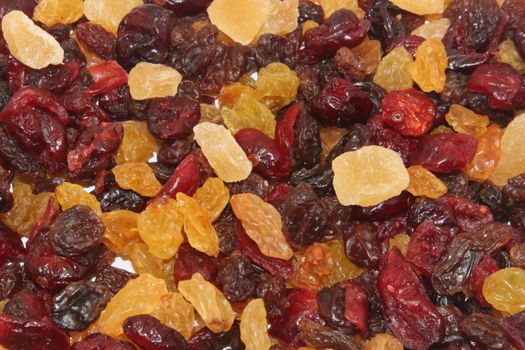 Close up of mixed dried fruit.