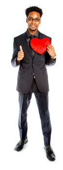 Attractive afro-american business man posing in studio isolated on a white background