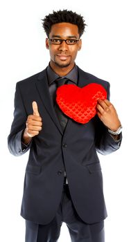 Attractive afro-american business man posing in studio isolated on a white background