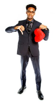 Attractive afro-american business man posing in studio isolated on a white background