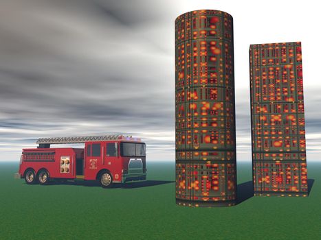 trucks equipped for rescue and fire fighting