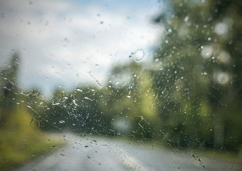 Water drops on a car window