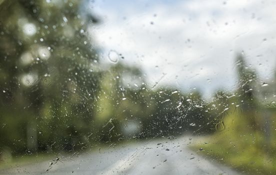 Water drops on a car window