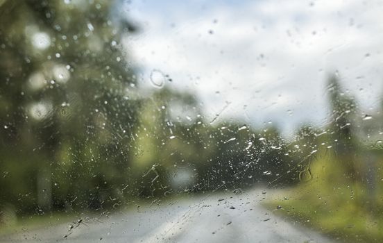 Water drops on a car window