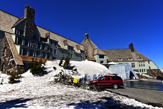 Timberline lodge a historic landmark on Mt. Hood Oregon.