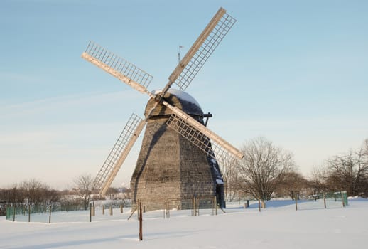Mill. A museum of wooden architecture near Novgorod