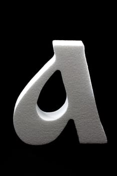 A  styrofoam letter on black background 