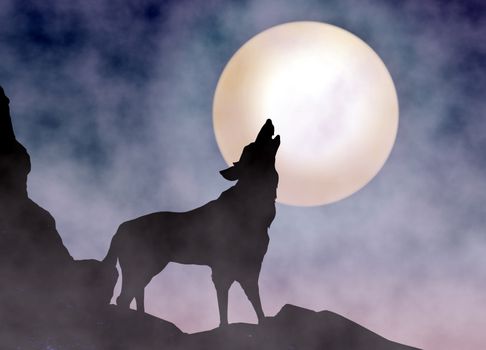 Wolf Howling at Moonlight