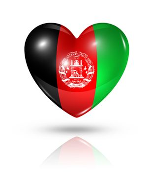 Love Afghanistan symbol. 3D heart flag icon isolated on white with clipping path