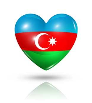 Love Azerbaijan symbol. 3D heart flag icon isolated on white with clipping path