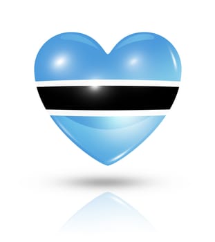 Love Botswana symbol. 3D heart flag icon isolated on white with clipping path
