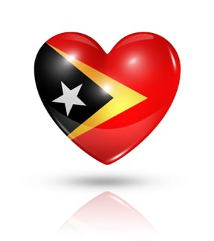 Love East Timor symbol. 3D heart flag icon isolated on white with clipping path