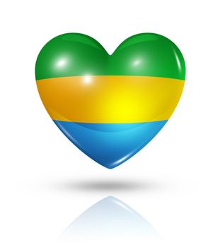 Love Gabon symbol. 3D heart flag icon isolated on white with clipping path