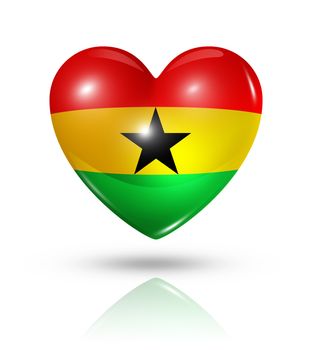 Love Ghana symbol. 3D heart flag icon isolated on white with clipping path
