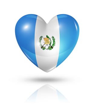 Love Guatemala symbol. 3D heart flag icon isolated on white with clipping path