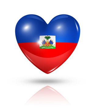Love Haiti symbol. 3D heart flag icon isolated on white with clipping path