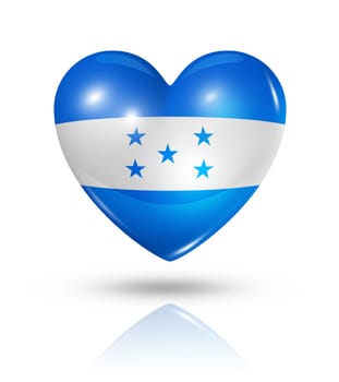 Love Honduras symbol. 3D heart flag icon isolated on white with clipping path