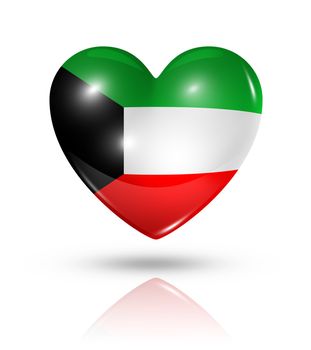 Love Kuwait symbol. 3D heart flag icon isolated on white with clipping path