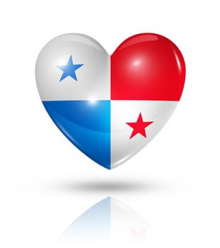 Love Panama symbol. 3D heart flag icon isolated on white with clipping path