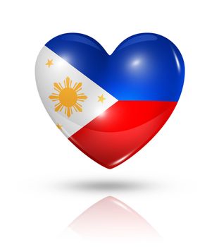 Love Philippines symbol. 3D heart flag icon isolated on white with clipping path