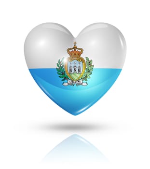 Love San Marino symbol. 3D heart flag icon isolated on white with clipping path