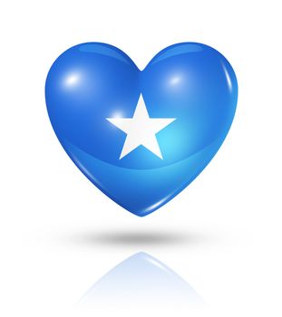 Love Somalia symbol. 3D heart flag icon isolated on white with clipping path