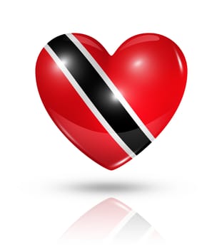 Love Trinidad And Tobago symbol. 3D heart flag icon isolated on white with clipping path