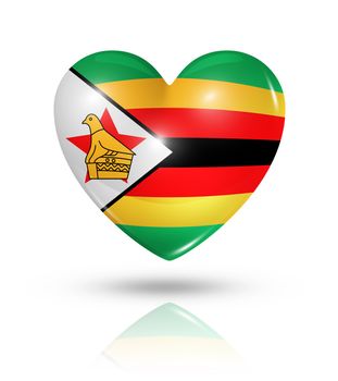 Love Zimbabwe symbol. 3D heart flag icon isolated on white with clipping path