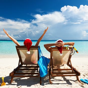 Couple on a tropical beach at Maldives