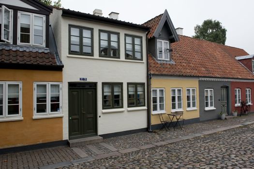 Ancient houses in the old town center of the city of Odense, Funen, Denmark