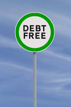 A conceptual road sign on freedom from debt