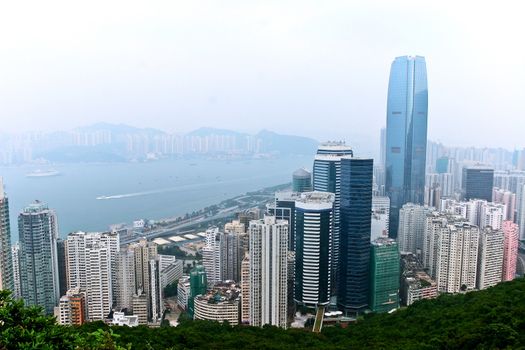 City view in Hong Kong Island with Victoria Harbour