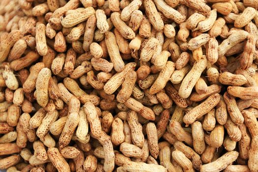 Boiled peanuts pile in a basket