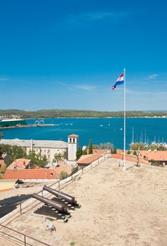 View of the city and the bay from the hill Kastel. Pula. Croatia