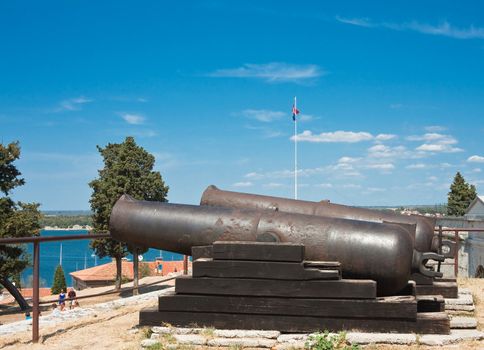 Antique guns on the hill Kastel. Pula. Croatia